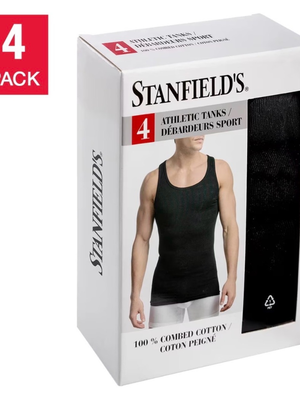 Men’s Black Athletic Tank Top - 4 Pack / Size Small